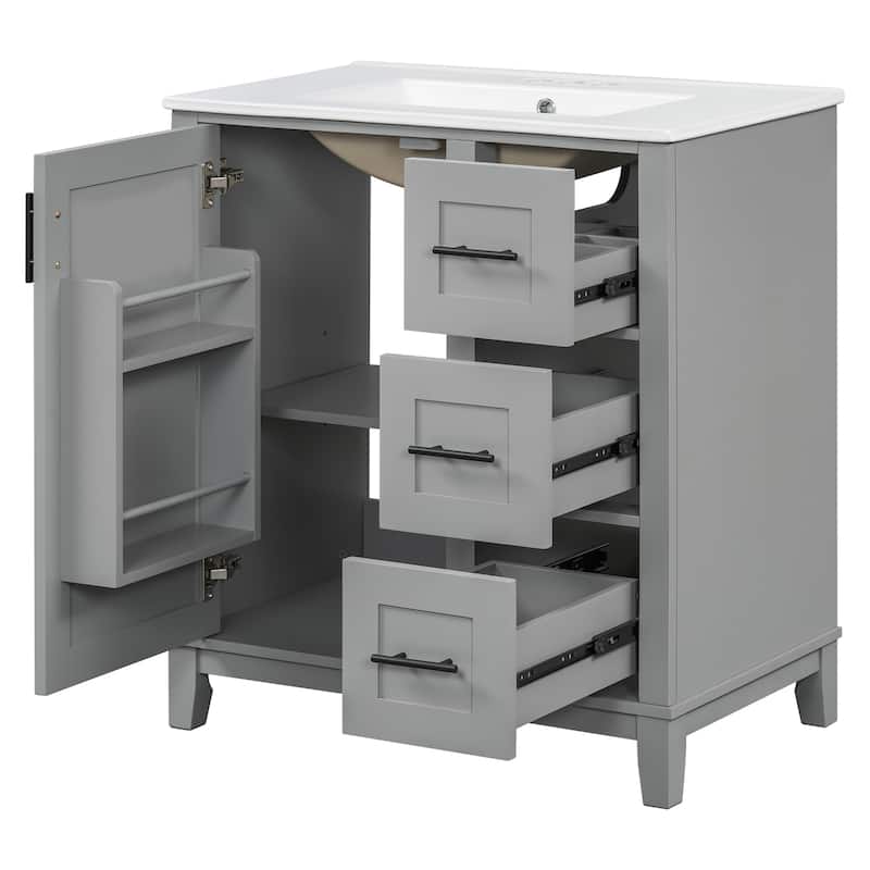 30" Contemporary Bathroom Vanity with Ceramic Sink by Harper&Bright Designs