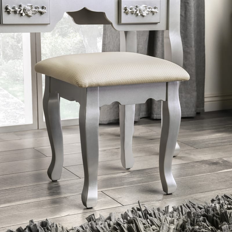 Pontoppidan Glam Wood 2-Piece Makeup Vanity Table and Stool Set by Silver Orchid