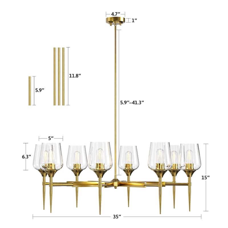 8 - Light Dimmable Classic Traditional Chandelier - N/A