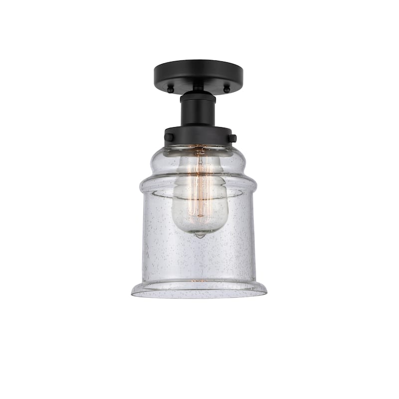 Innovations Lighting Edison Canton - 1 Light 6" Semi-Flush Mount - Seedy/Matte Black