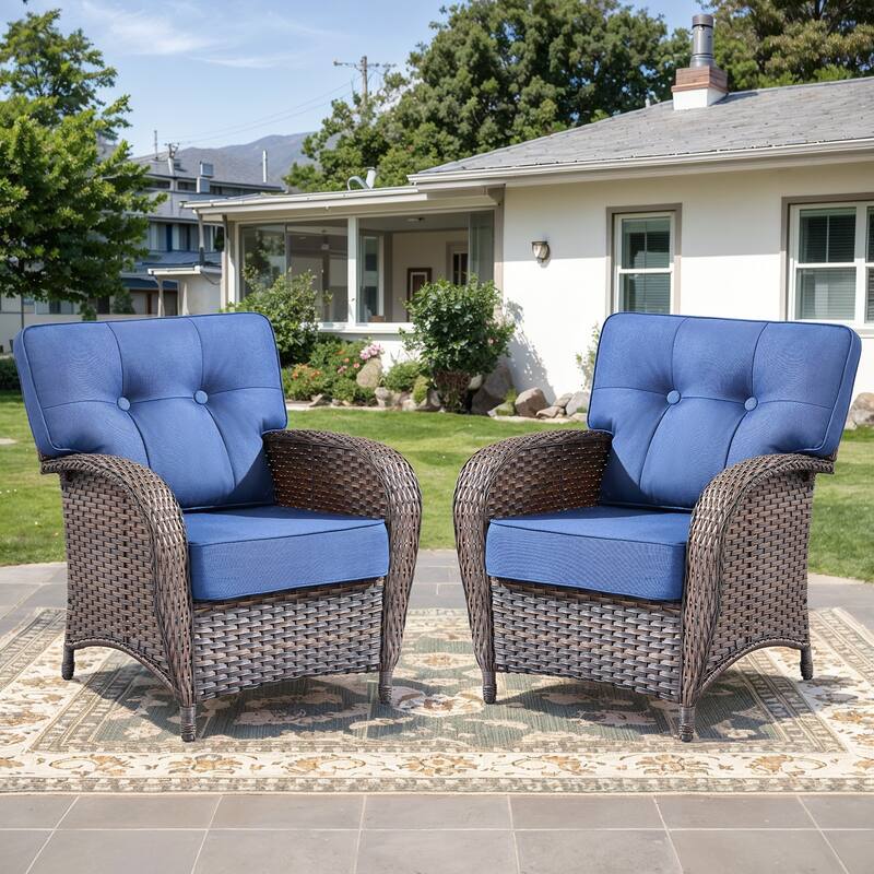 Gymojoy 5-Piece Outdoor Wicker Patio Furniture Sofa Set with 55,000 BTU Fire Pit Table, Thick Cushions