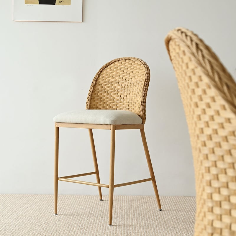 Coastal Rattan Counter Stool Single