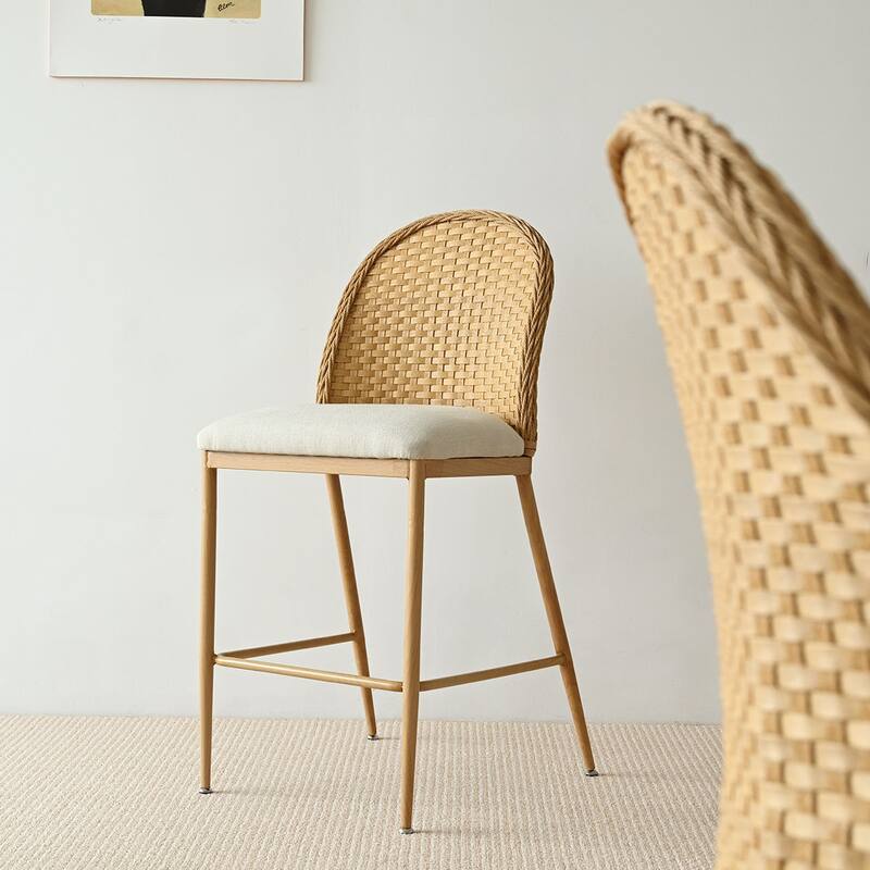 Coastal Rattan Counter Stool Single