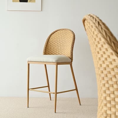 Coastal Rattan Counter Stool Single