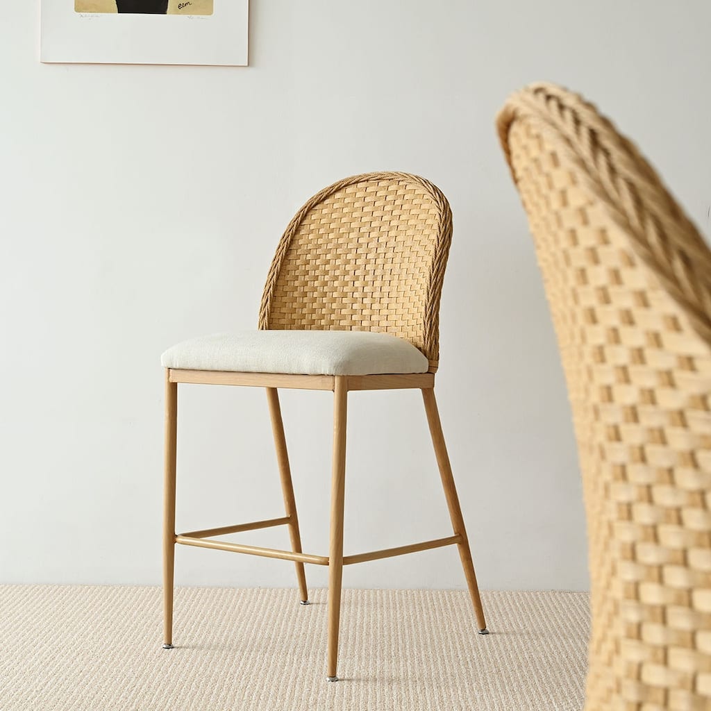 Coastal Rattan Counter Stool Single