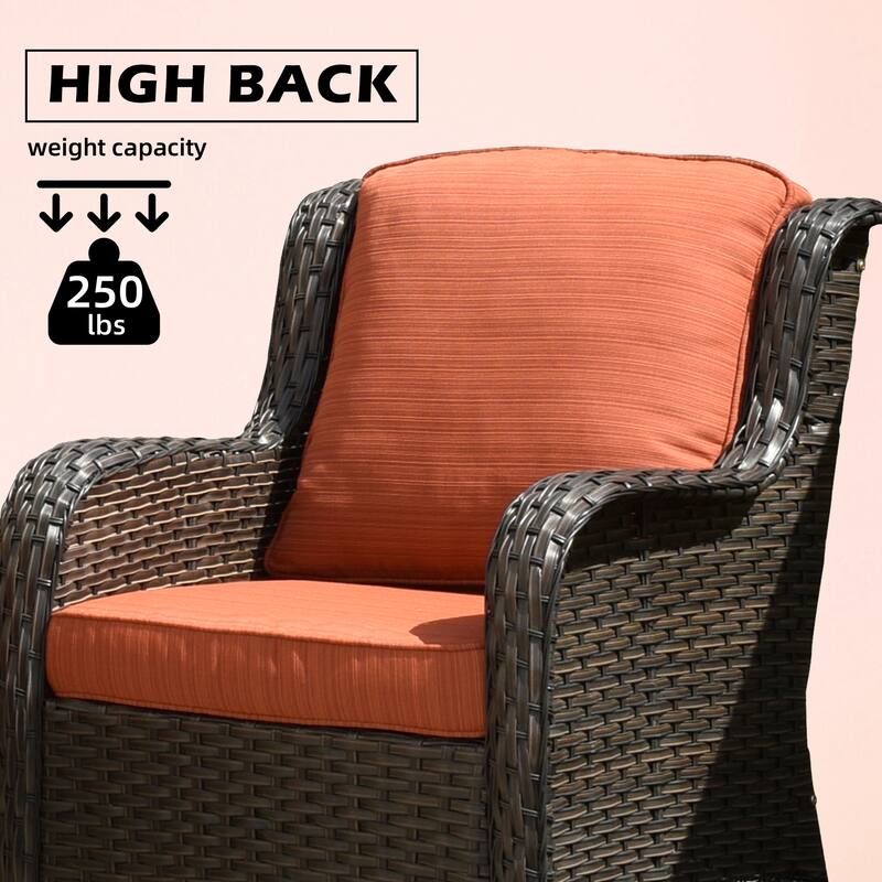 OVIOS 7-piece Patio Swivel Chair Set with 42" Fire Table