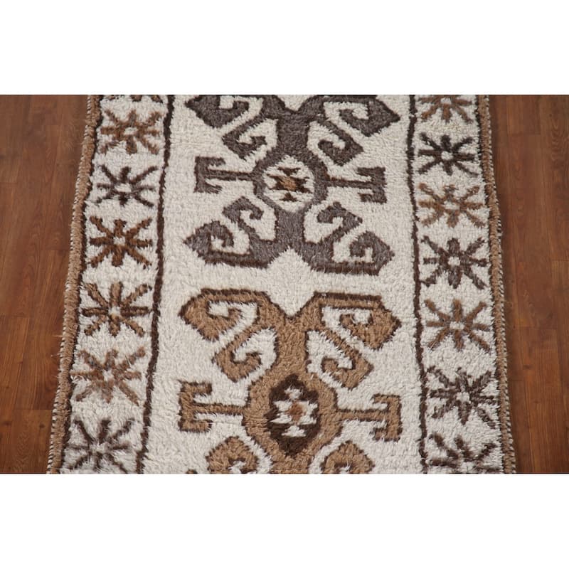 Anatolian Tribal Turkish Runner Rug Handmade Wool Carpet - 3'5"x 11'0"