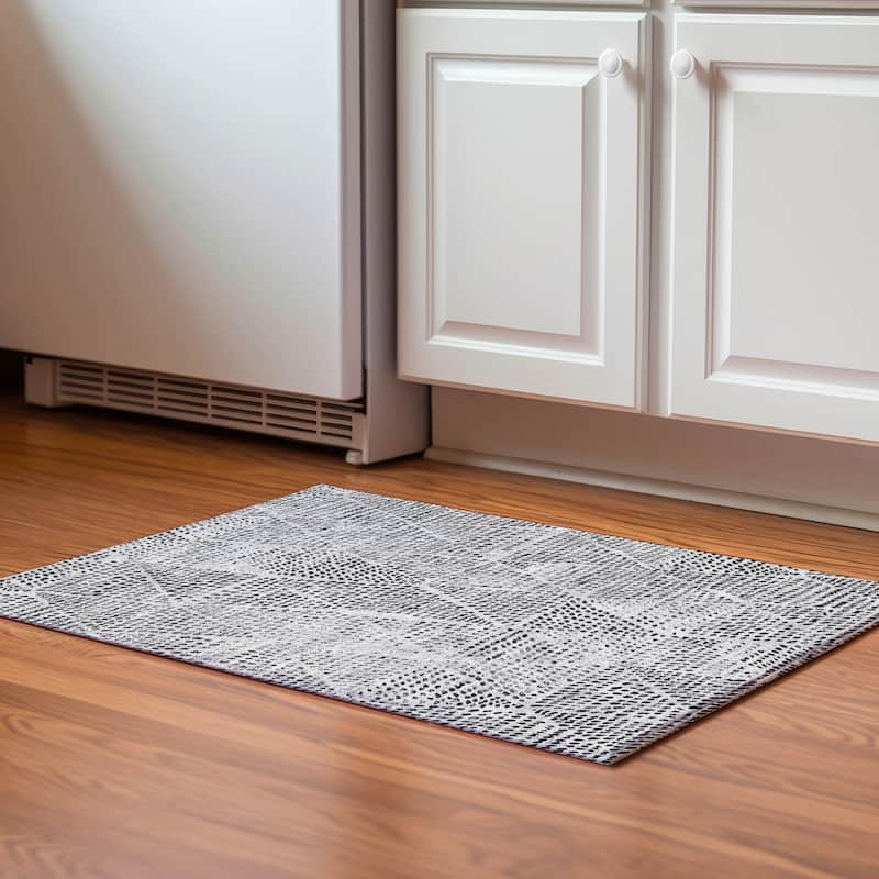 Premium Washable Super Soft Diamond Modern Mayfield Rug - Pewter - 1' 8" x 2' 6" - Rectangle