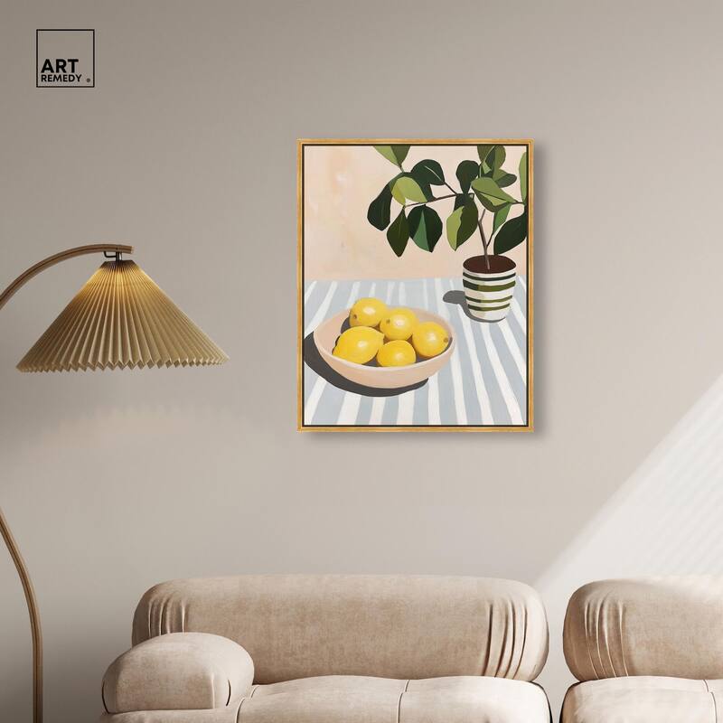 Lemon with Green Canvas by Art Remedy