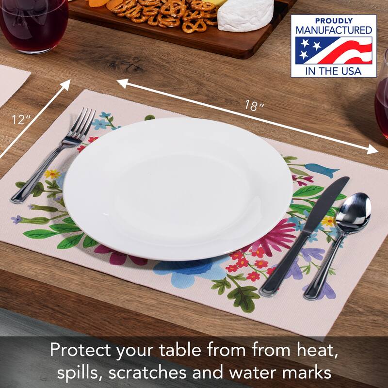 4-Pack Poly-Cotton Blend Placemats Manufactured in The USA Machine Washable Dryer Safe