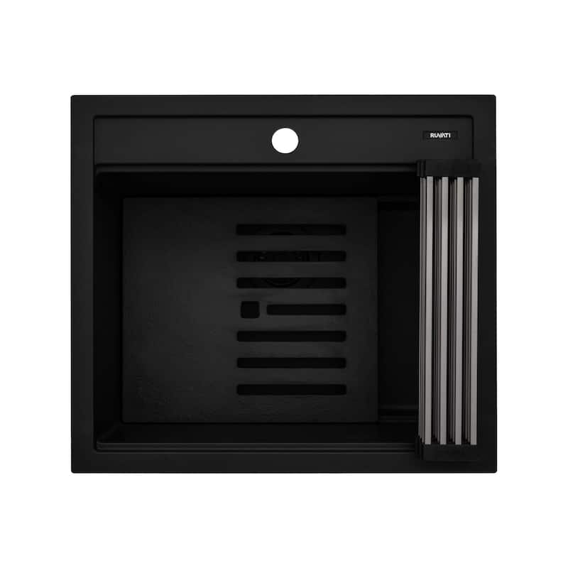 Ruvati 23-inch epiCube Granite Composite Workstation Matte Black Drop-in Bar Prep Sink - RVG1622BK
