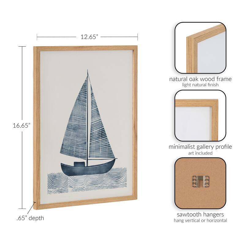 Kate and Laurel Gallery Nautical Blue Sailboat Print