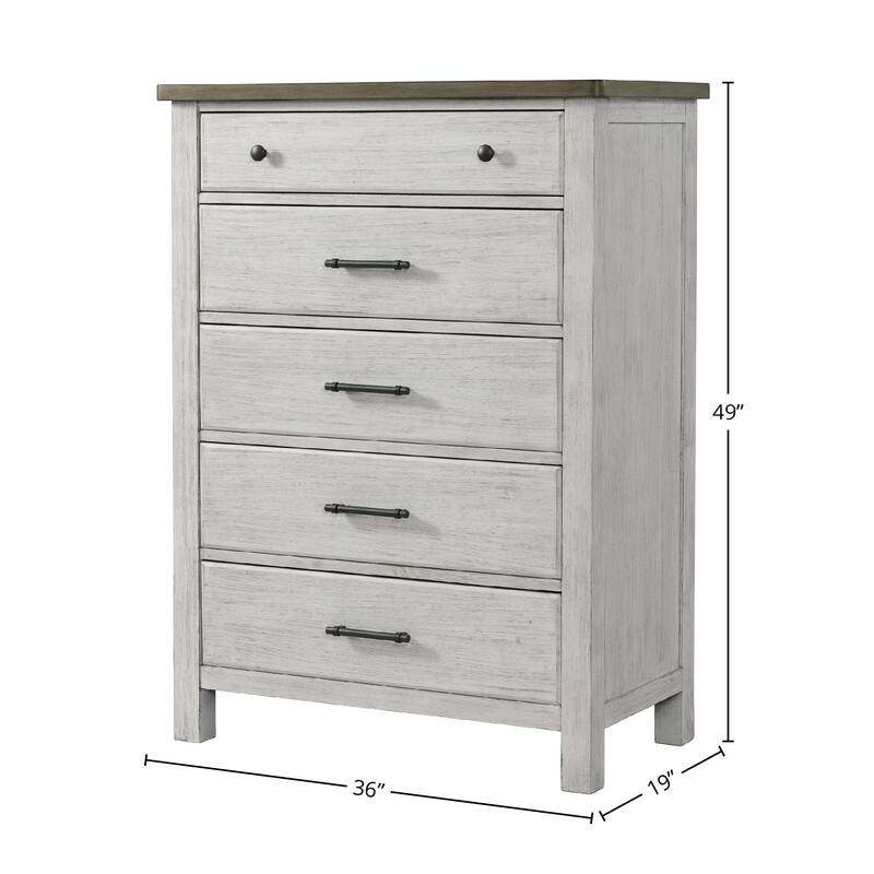 Timber Ridge 5-Drawer Wood Chest, Weathered Washed Sierra