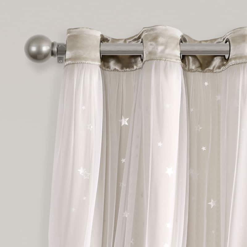 Lush Decor Star Sheer Insulated Grommet Blackout Window Curtain Panel Pair