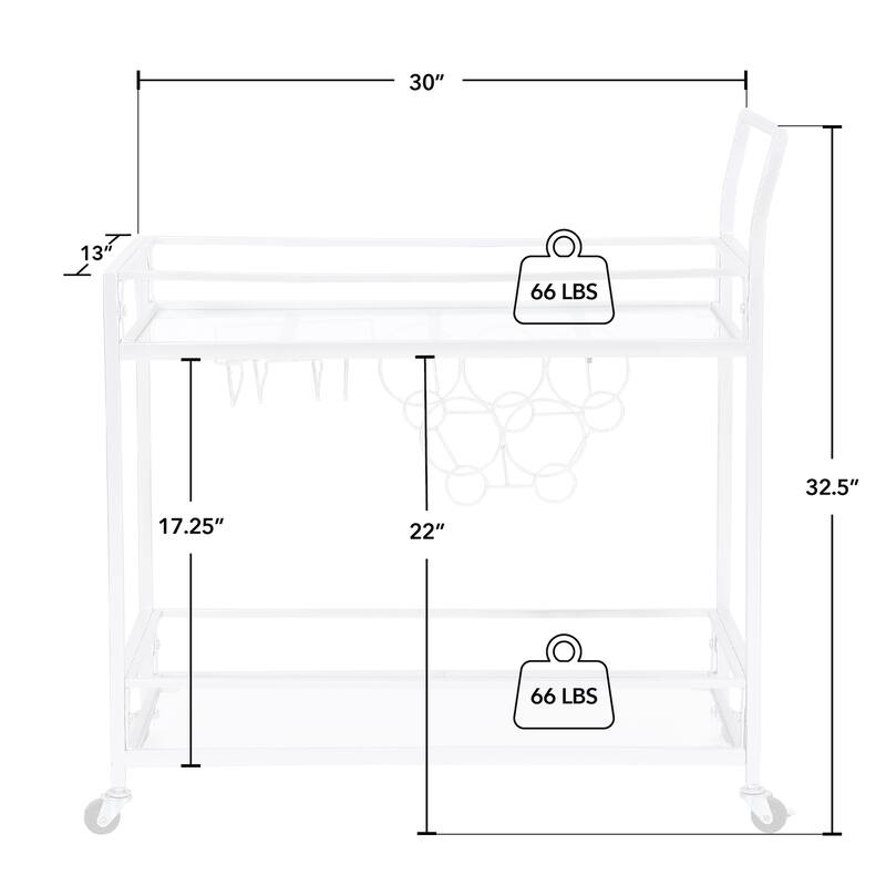 FirsTime & Co. Francesca Bar Cart, Metal Frame, Wood/Glass Top