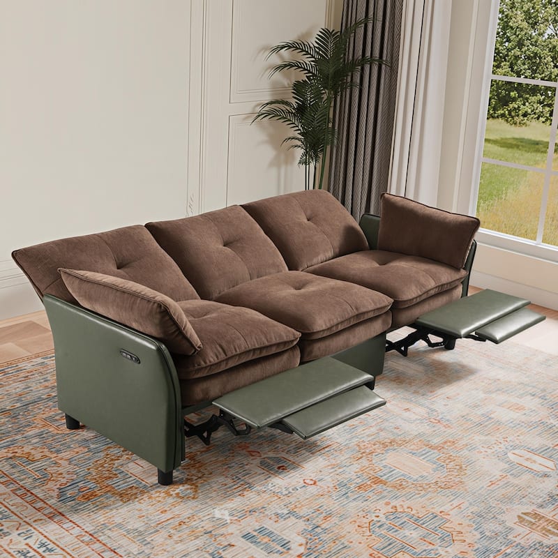 3 Seater Modern Soft Upholstered Power Reclining Sofa for Living Room