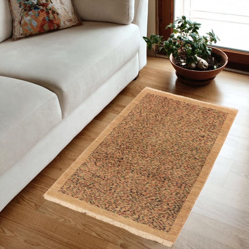 Modern Minimalist Gabbeh Hand Knotted Wool Area Rug