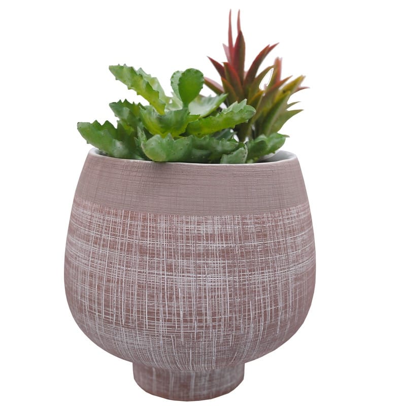 ABN5E148-LT_BRN Light brown two toned ceramic 4" Pots, Planters