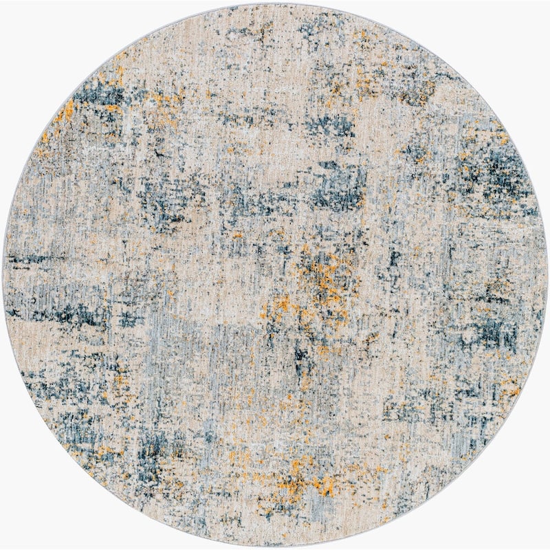 Livabliss Transitional Laila Abstract Area Rug - 6'7" x 6'7" Round - Light Grey