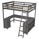 preview thumbnail 16 of 15, Contemporary Design Full Size Loft Bed with U-shaped Desk, Drawers and Multiple Storage Shelves, Study or Leisure Space, Brown