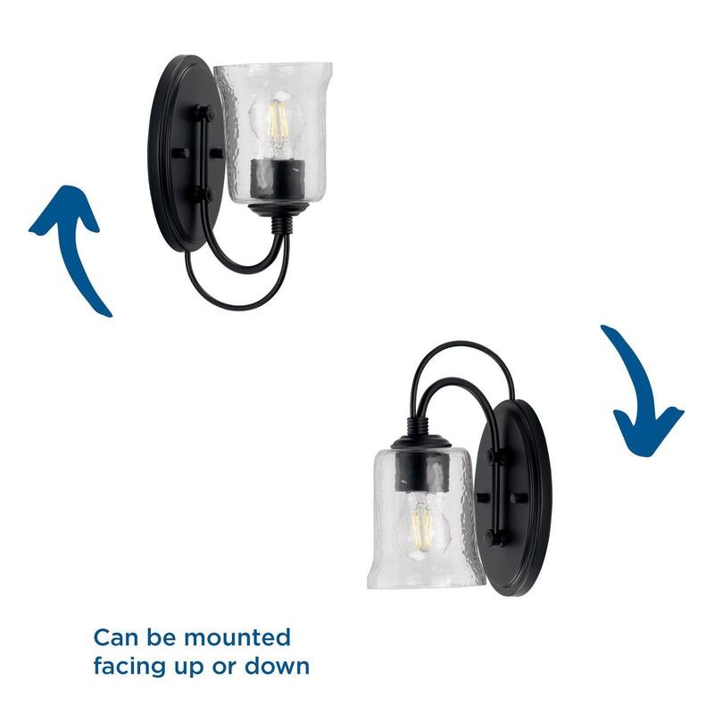 Bowman Collection 1-Light Matte Black Clear Chiseled Glass Coastal Bath Vanity Light - 1 Light