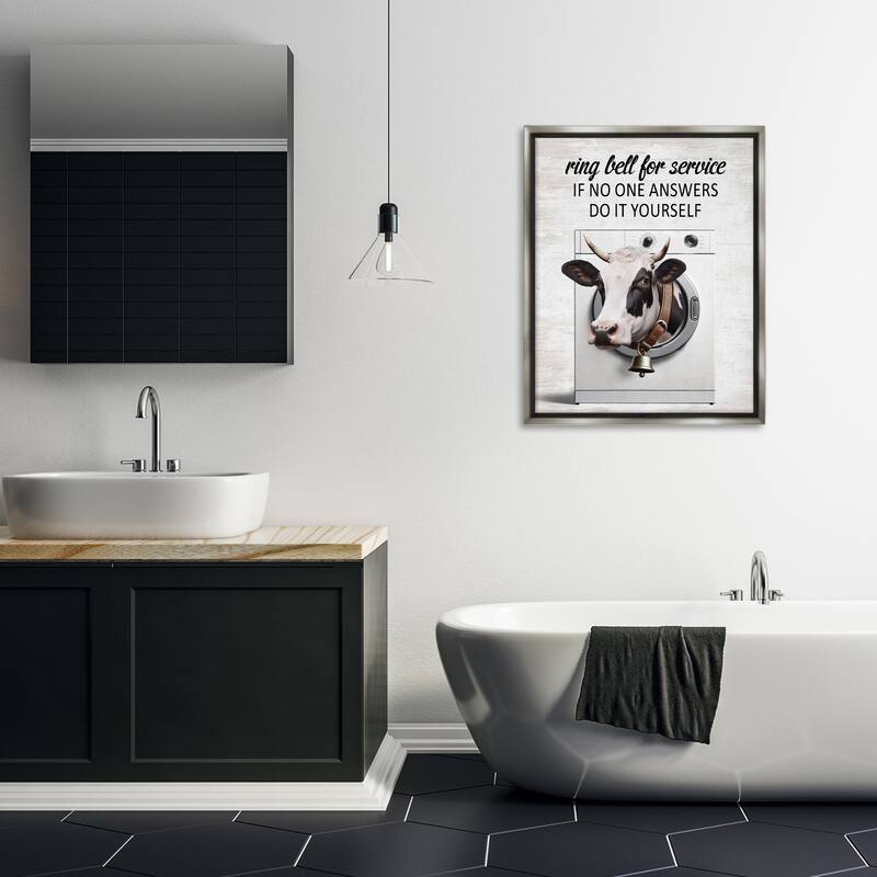 Stupell Sassy Cow Laundry Framed Floater Canvas Wall Art Design By Lettered and Lined