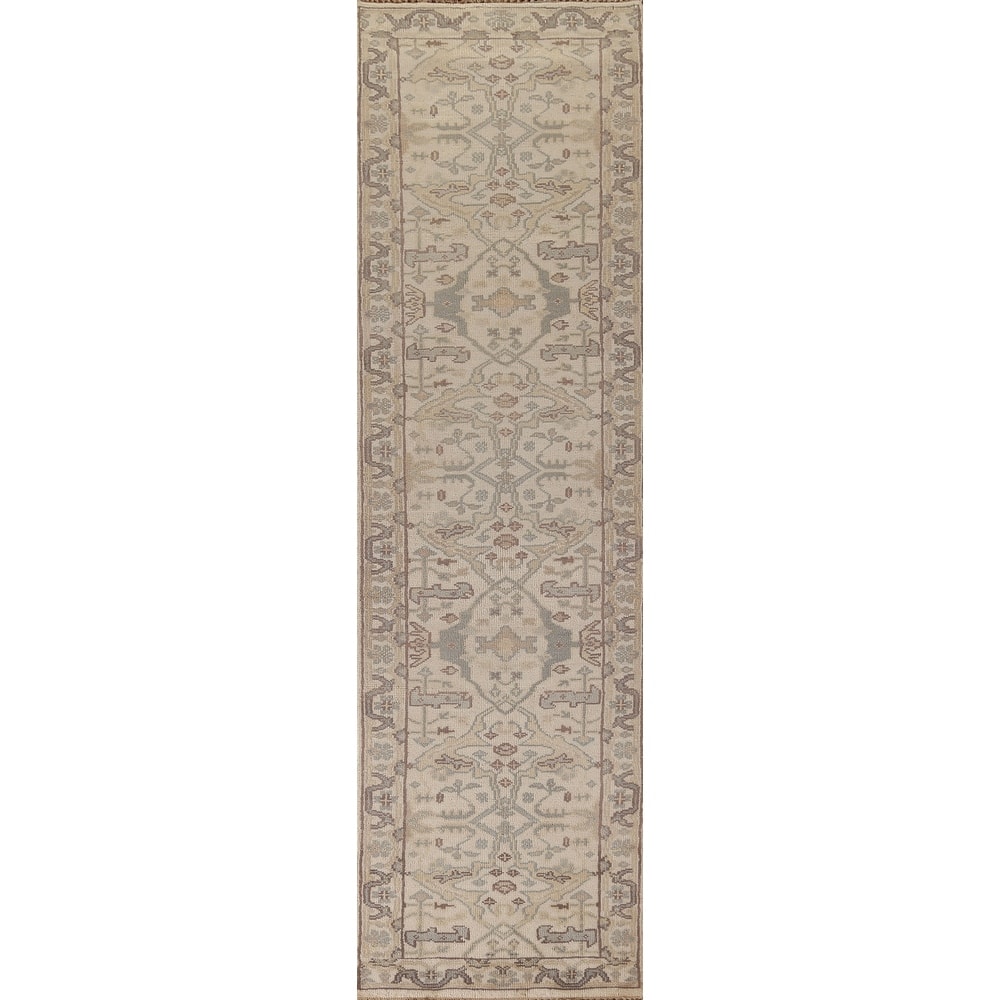 Oushak Oriental Runner Rug Handmade Wool Carpet - 2'7"x 11'6"