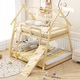 preview thumbnail 17 of 19, Twin Over Queen Bunk Bed Wooden Kids Bed with Climbing Nets and Ramp