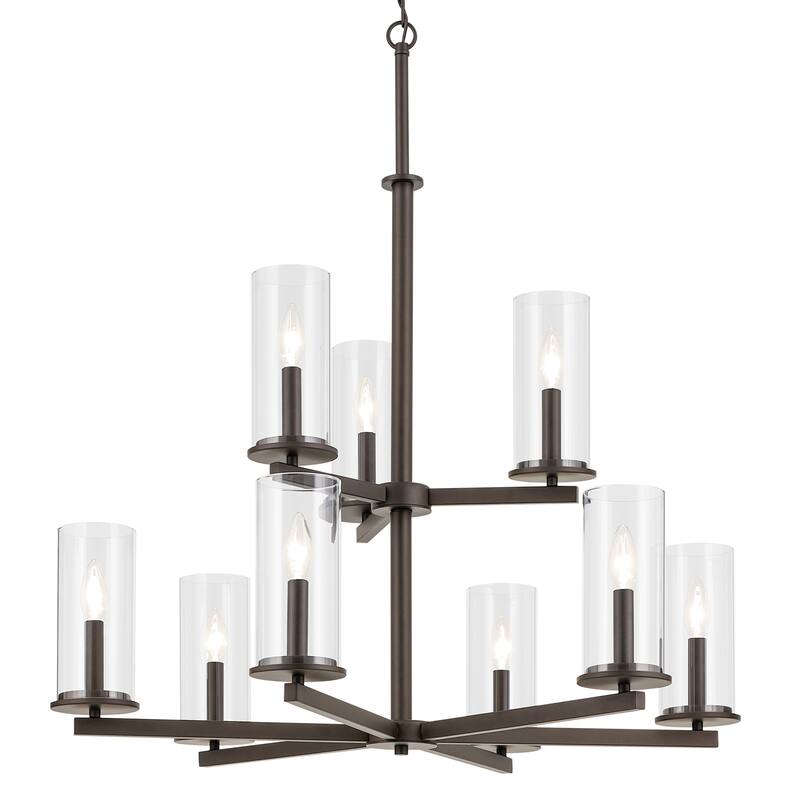 Kichler Lighting Crosby 32.5 in. 9-Light Clear Glass 2-Tier Chandelier