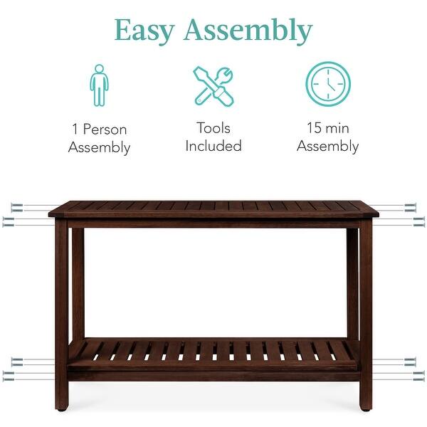 48in 2Shelf Eucalyptus Wooden Console Table Indoor Outdoor