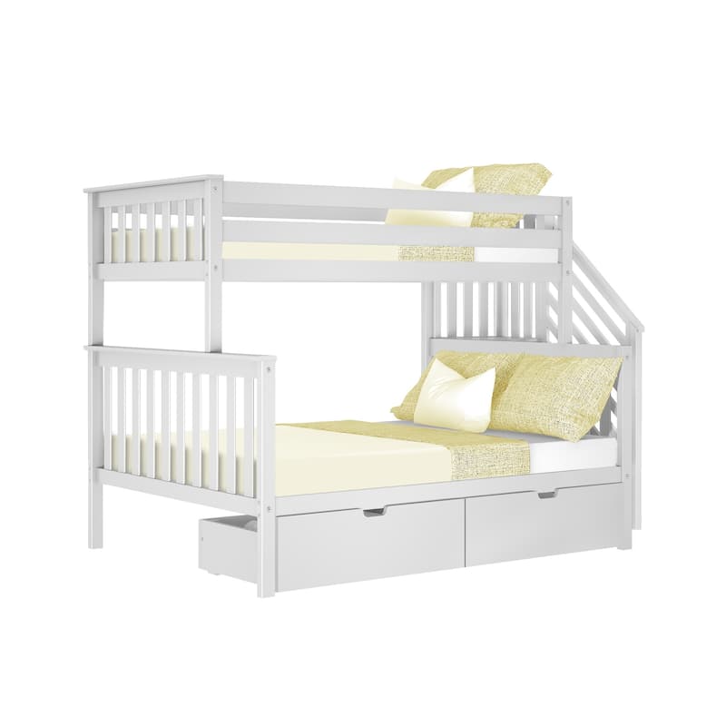 Max and Lily Twin over Full Staircase Bunk Bed with Storage Drawers