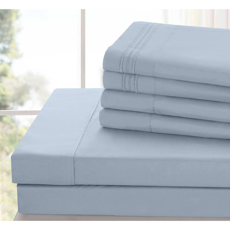 6 Piece Bed Sheet Set Deep Pocket Ultra Soft Microfiber Bedding Sheets