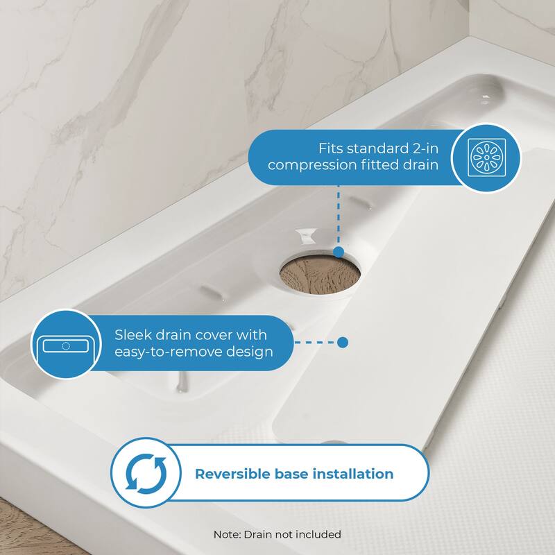 Adena White Shower Base 60x36 in white