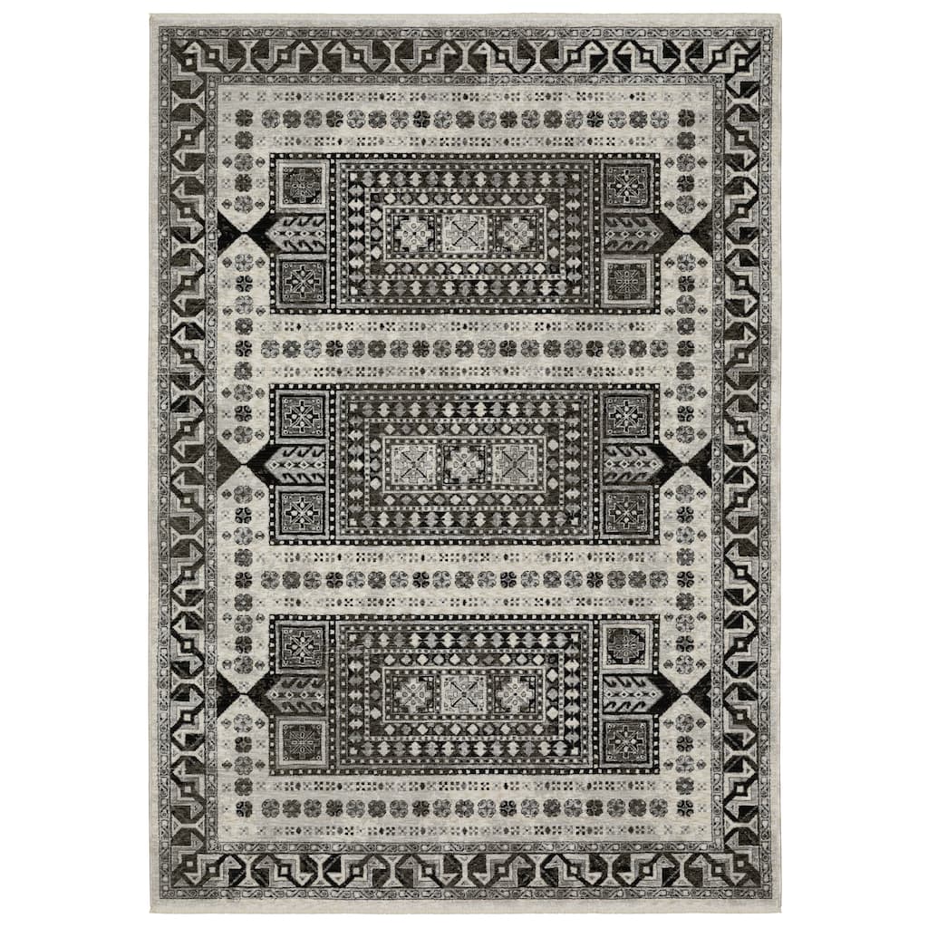 Style Haven Cádiz Global Tribal Influenced Ivory/Charcoal Area Rug