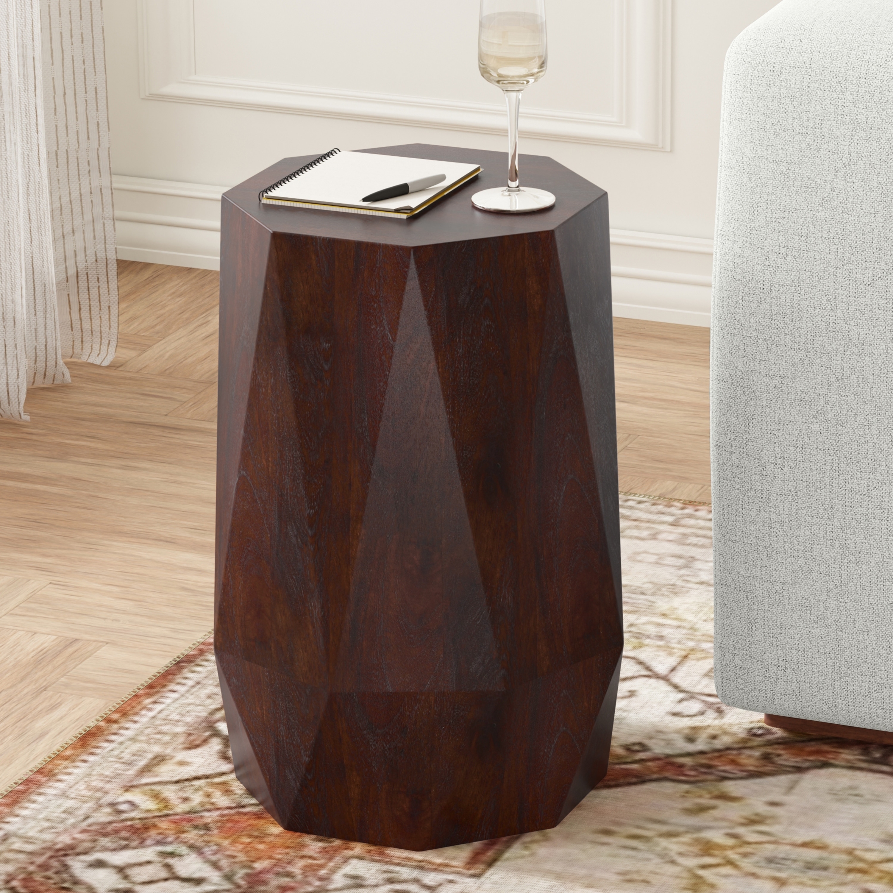 WYNDENHALL Renley 15 inch Wide Solid Acacia Wood Contemporary Octagon Geometric Accent Table - 15 inch Wide