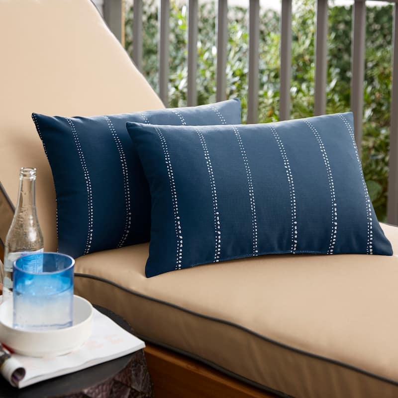 Caldwell III Navy Dots Indoor/ Outdoor Throw Pillow (Set of 2) - 12 in x 18 in