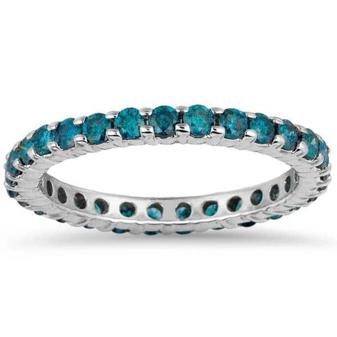 1ct Blue Diamond Eternity Ring White Gold