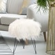 preview thumbnail 1 of 6, Adeco Faux Foot Stool Ottoman Soft Compact Padded Seat Metal