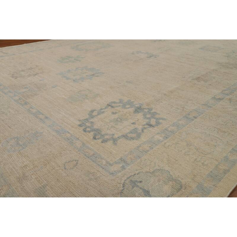 Oushak Turkish Area Rug Vegetable Dye Hand-Knotted Beige Wool Carpet - 7'9"x 10'2" - 7'9"x 10'2" - Ivory/Beige