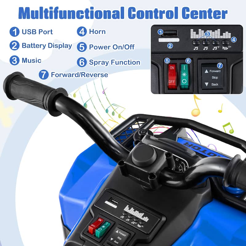 Costway 6V Toddler Ride On Electric Car ATV with Lights & Music & USB - See Details
