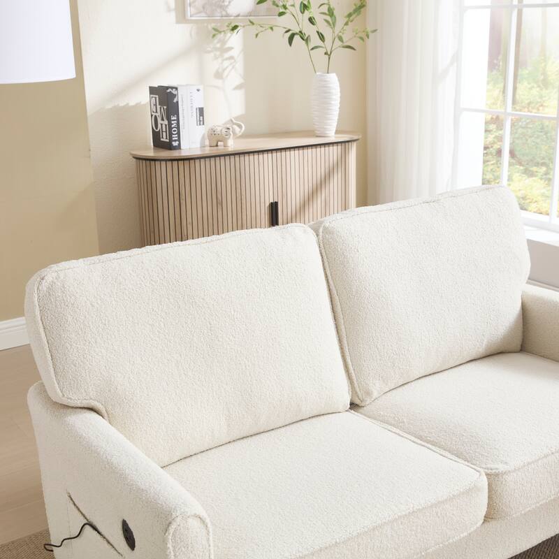 Multifunctional 2-Seater Loveseat Couch with USB & Charging Ports, Sofa Couch Lounge Sofa with Armrests