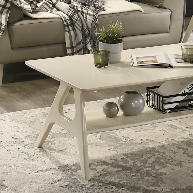 Roundhill Furniture Arona Mid-Century Modern Wood Coffee Table with Shelf