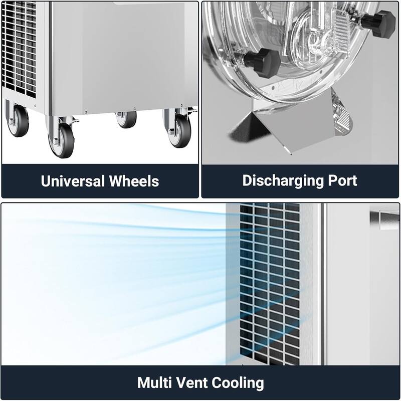 2000W Commercial Ice Cream Maker with LCD, Auto Clean & Pre-Cooling, 4.8–6.3 Gal/H