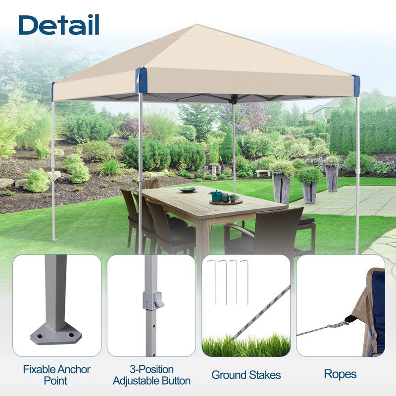 Aoodor 10' x 10' Outdoor Pop Up Canopy Tent, Commercial Instant Reinforce Canopy