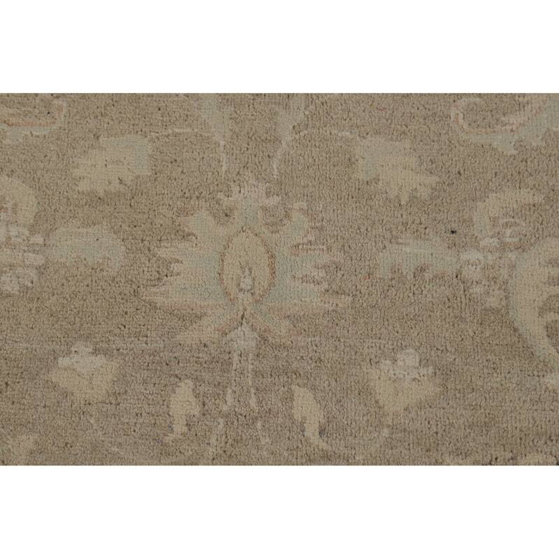 Hand Knotted Oriental 100% Wool Carpet Transitional All-Over Brown Oushak Area Rug - 9' 8'' X 6' 8''