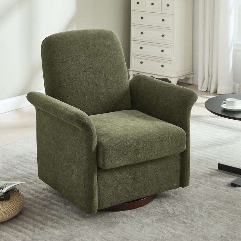 Swivel Wood Barrel Accent Chair