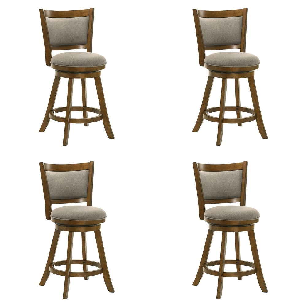 Aiden Modern Farmhouse Swivel Wood Counter Height Kitchen Bar Stool in Sepia Brown Finish with Fabric Upholstered Seat