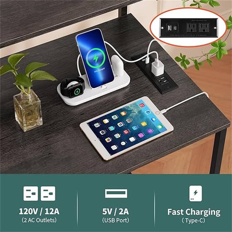 Computer Desk with Power Outlets Fast