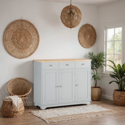 Sideboard Buffet Cabinet with Drawers and Adjustable Shelves