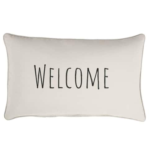 Sunbrella Indoor/Outdoor Single Embroidered Pillow - "Welcome"
